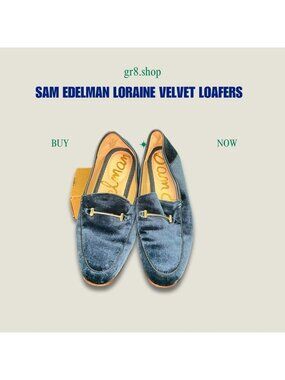 Sam Edelman Loraine Velvet Loafers Size 7 Navy Blue Luxurious Slip-On Shoes